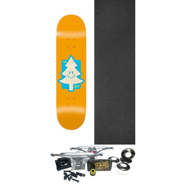 Enjoi Skateboards Happy Tree Orange Skateboard Deck Super Sap - 8.5" x 32" - Complete Skateboard Bundle